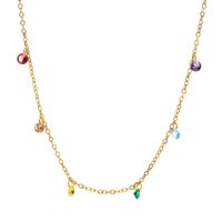 Stainless Steel Gold Plated Fashion Plating Inlay Colorful Zircon Necklace sku image 3