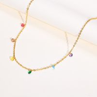 Stainless Steel Gold Plated Fashion Plating Inlay Colorful Zircon Necklace main image 5