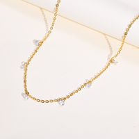 Stainless Steel Gold Plated Fashion Plating Inlay Colorful Zircon Necklace main image 4