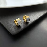 1 Pair Fashion Round Titanium Steel Plating Earrings main image 4
