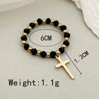 304 Stainless Steel 14K Gold Plated Fashion Beaded Cross Rings main image 2