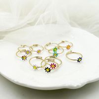 304 Stainless Steel 14K Gold Plated Simple Style Plating Flower Open Ring main image 1