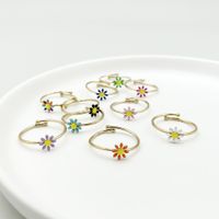 304 Stainless Steel 14K Gold Plated Simple Style Plating Flower Open Ring main image 4