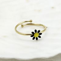 304 Stainless Steel 14K Gold Plated Simple Style Plating Flower Open Ring sku image 3