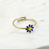 304 Stainless Steel 14K Gold Plated Simple Style Plating Flower Open Ring sku image 1