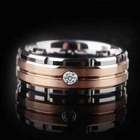 Modern Style Simple Style Round Titanium Steel Artificial Diamond Wide Band Ring In Bulk main image 6