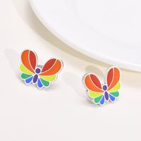 European And American Stainless Steel Rainbow Butterfly Studs Personalized Fashion Accessories Jewelry For Girls Quanxi Water Jewelry Es-396 main image 1