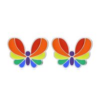 European And American Stainless Steel Rainbow Butterfly Studs Personalized Fashion Accessories Jewelry For Girls Quanxi Water Jewelry Es-396 main image 2