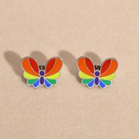 European And American Stainless Steel Rainbow Butterfly Studs Personalized Fashion Accessories Jewelry For Girls Quanxi Water Jewelry Es-396 main image 4