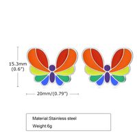 European And American Stainless Steel Rainbow Butterfly Studs Personalized Fashion Accessories Jewelry For Girls Quanxi Water Jewelry Es-396 main image 3