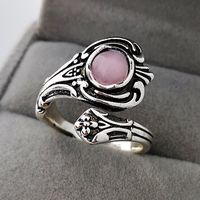 1 Piece Vintage Style Color Block Alloy Plating Inlay Artificial Gemstones Turquoise Silver Plated Women's Open Ring sku image 6