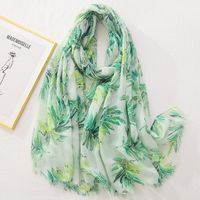 Women's Fashion Plant Polyester Satin Cotton Printing Cotton Linen Scarves main image 6