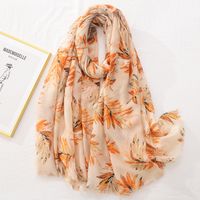 Women's Fashion Plant Polyester Satin Cotton Printing Cotton Linen Scarves main image 3