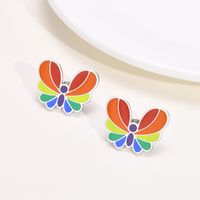 European And American Stainless Steel Rainbow Butterfly Studs Personalized Fashion Accessories Jewelry For Girls Quanxi Water Jewelry Es-396 sku image 1