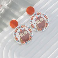 Korean Ins Retro Simple Temperamental All-match Fun And Cute Colorful Animal Owl Resin Acrylic Earrings Earrings For Women main image 1