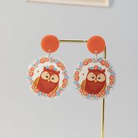 Korean Ins Retro Simple Temperamental All-match Fun And Cute Colorful Animal Owl Resin Acrylic Earrings Earrings For Women sku image 1