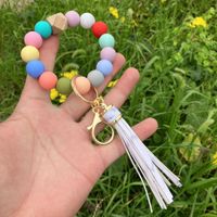 1 Piece Simple Style Round Silica Gel Beaded Keychain main image 5