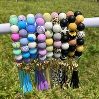 1 Piece Simple Style Round Silica Gel Beaded Keychain main image 1