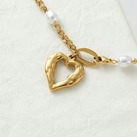 Stainless Steel 18K Gold Plated Hip-Hop Vintage Style Plating Heart Shape Pendant Necklace main image 5
