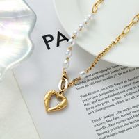 Stainless Steel 18K Gold Plated Hip-Hop Vintage Style Plating Heart Shape Pendant Necklace main image 7