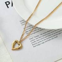 Stainless Steel 18K Gold Plated Hip-Hop Vintage Style Plating Heart Shape Pendant Necklace main image 4