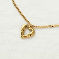 Stainless Steel 18K Gold Plated Hip-Hop Vintage Style Plating Heart Shape Pendant Necklace main image 3