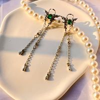 1 Pair Simple Style Tassel Butterfly Alloy Plating Inlay Artificial Diamond Silver Plated Women's Drop Earrings main image 1