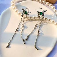 1 Pair Simple Style Tassel Butterfly Alloy Plating Inlay Artificial Diamond Silver Plated Women's Drop Earrings main image 2