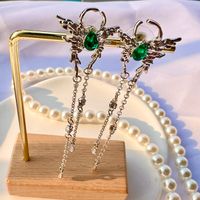 1 Pair Simple Style Tassel Butterfly Alloy Plating Inlay Artificial Diamond Silver Plated Women's Drop Earrings main image 5