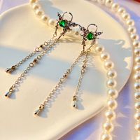 1 Pair Simple Style Tassel Butterfly Alloy Plating Inlay Artificial Diamond Silver Plated Women's Drop Earrings main image 3