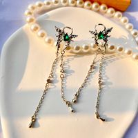 1 Pair Simple Style Tassel Butterfly Alloy Plating Inlay Artificial Diamond Silver Plated Women's Drop Earrings main image 4