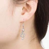 Women's Simple Personality Sweet Asymmetry Music Symbol Rhinestone Earrings Holiday Dance Music Eardrop Earring main image 2