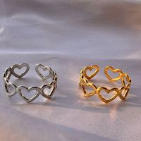 1 Piece Simple Style Heart Shape Stainless Steel Hollow Out Open Ring main image 1