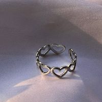 1 Stück Einfacher Stil Herzform Edelstahl Hohl Aus Offener Ring sku image 2