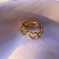 1 Stück Einfacher Stil Herzform Edelstahl Hohl Aus Offener Ring sku image 1