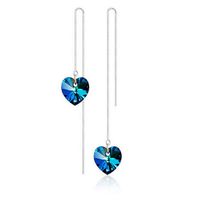 Ladies Sweet Elegant Romantic Blue Long Dress Heart Of The Ocean Eardrops Tassel Crystal Prom Party Earrings sku image 1