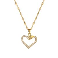 Wholesale Fashion Heart Shape Titanium Steel Copper Inlay Zircon Pendant Necklace main image 2