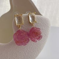 1 Pair Fashion Flower Rectangle Arylic Resin Women's Drop Earrings main image 4