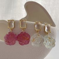 1 Pair Fashion Flower Rectangle Arylic Resin Women's Drop Earrings main image 1