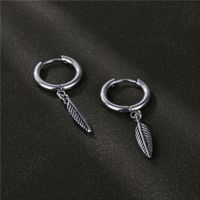 1 Piece Fashion Feather Stainless Steel Plating Men's Drop Earrings main image 1