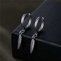 1 Piece Fashion Feather Stainless Steel Plating Men's Drop Earrings main image 2
