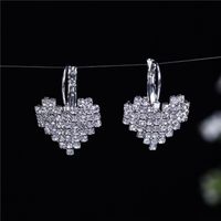 1 Pair Fashion Romantic Sweet Heart Shape Metal Plating Inlay Artificial Rhinestones Silver Plated Women's Drop Earrings Ear Studs main image 4