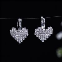 1 Pair Fashion Romantic Sweet Heart Shape Metal Plating Inlay Artificial Rhinestones Silver Plated Women's Drop Earrings Ear Studs sku image 1