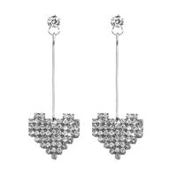 1 Pair Fashion Romantic Sweet Heart Shape Metal Plating Inlay Artificial Rhinestones Silver Plated Women's Drop Earrings Ear Studs sku image 2