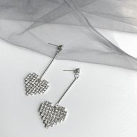1 Pair Fashion Romantic Sweet Heart Shape Metal Plating Inlay Artificial Rhinestones Silver Plated Women's Drop Earrings Ear Studs main image 6