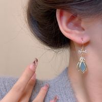 Sweet Korean Style Flower Bow Knot Alloy Plating Inlay Rhinestones Opal Women's Drop Earrings main image 5