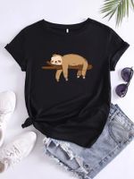 Femmes T-shirt Manche Courte T-shirts Impression Décontractée Animal Dessin Animé main image 1