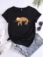 Women's T-shirt Short Sleeve T-shirts Printing Casual Animal Cartoon main image 1