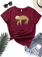 Women's T-shirt Short Sleeve T-shirts Printing Casual Animal Cartoon main image 4