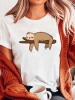 Femmes T-shirt Manche Courte T-shirts Impression Décontractée Animal Dessin Animé main image 2